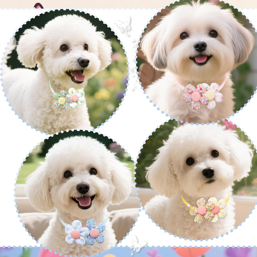 10PCS Cute Flower Dog Collar Charms, Adjustable Small Medium Dog Bow Tie Collars, Pet Bowties & Dog Grooming Accessories for Dogs Cats (Style A) - Image 9