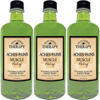 Village Naturals Therapy Aches And Pains Muscle Relief Foaming Bath Oil And Body Wash front view bottles