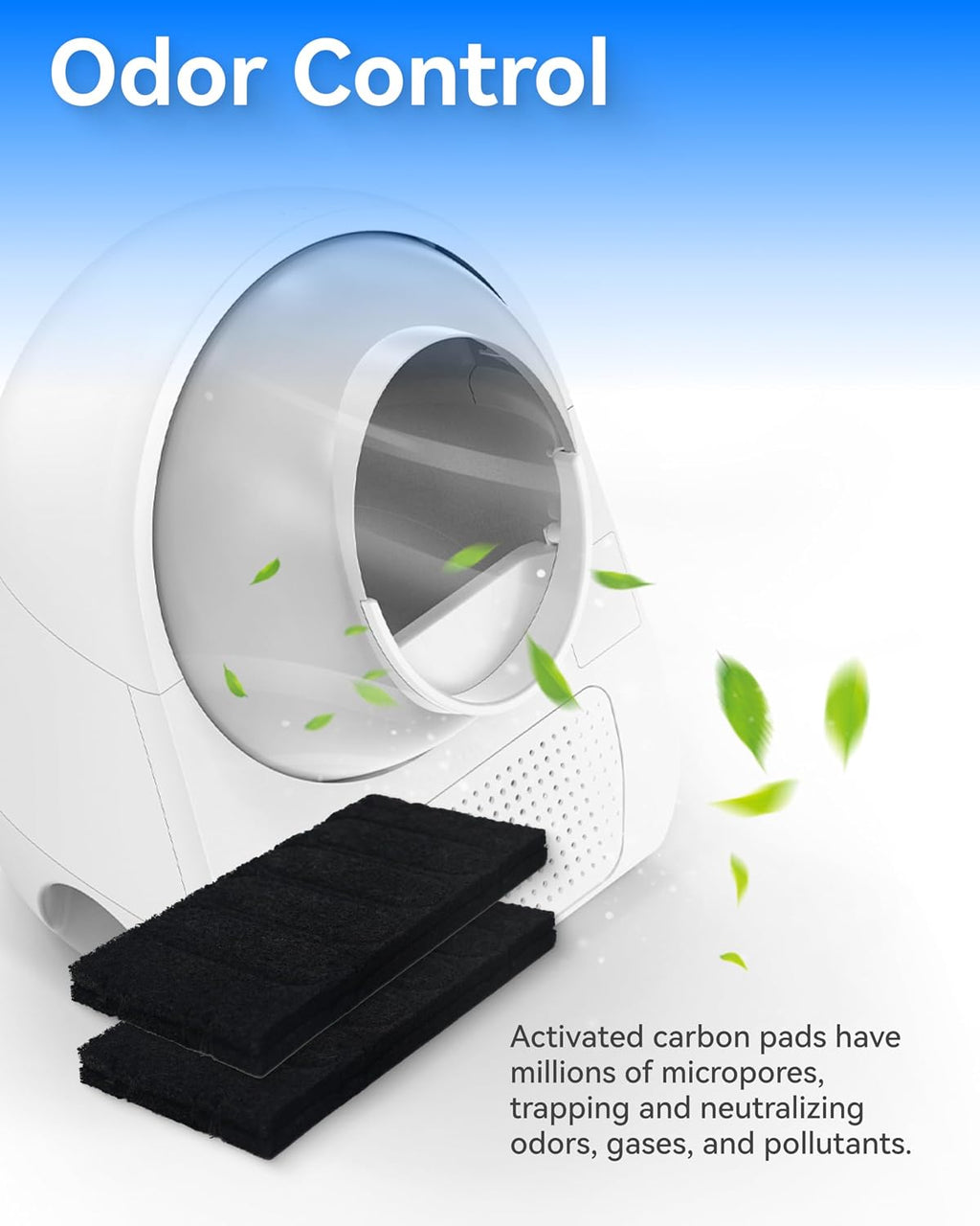Close up shot of the porous black material of the CATLINK automatic litter box replacement filter.