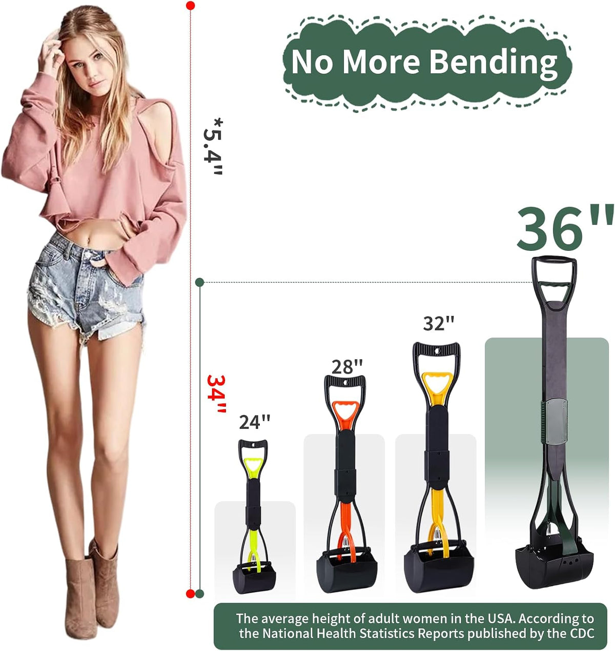 WOILIFE foldable long handle pet scoop showing sliding lock mechanism