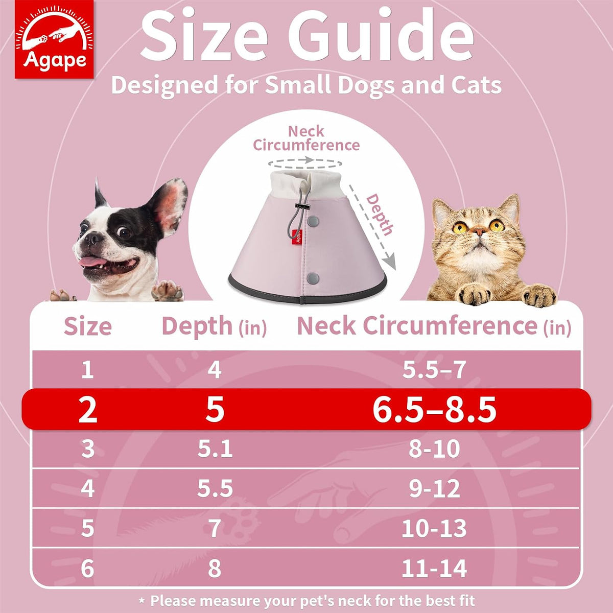 Agape adjustable cloth cat cone lightweight design profile view