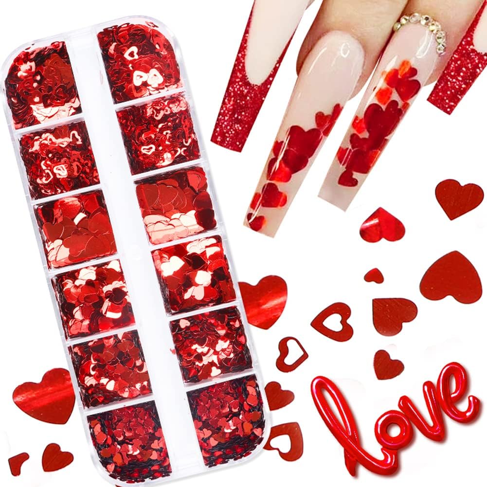 Sinsen holographic heart nail art glitter set front view
