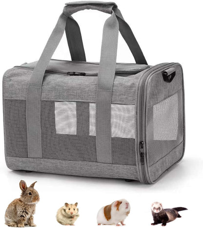 kathson Small Animal Carrier Bag, Guinea Pig Rabbit Travel Carrier Breathable Mesh Window Pet Portable Hand Bag for Hamster Bird Bunny Bearded Dragon Kitty and Etc (Grey) - Image 1