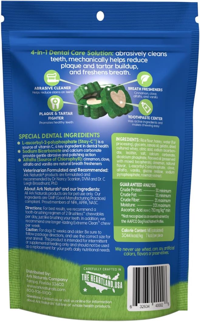 Ark Naturals brushless toothpaste package back view showing ingredients
