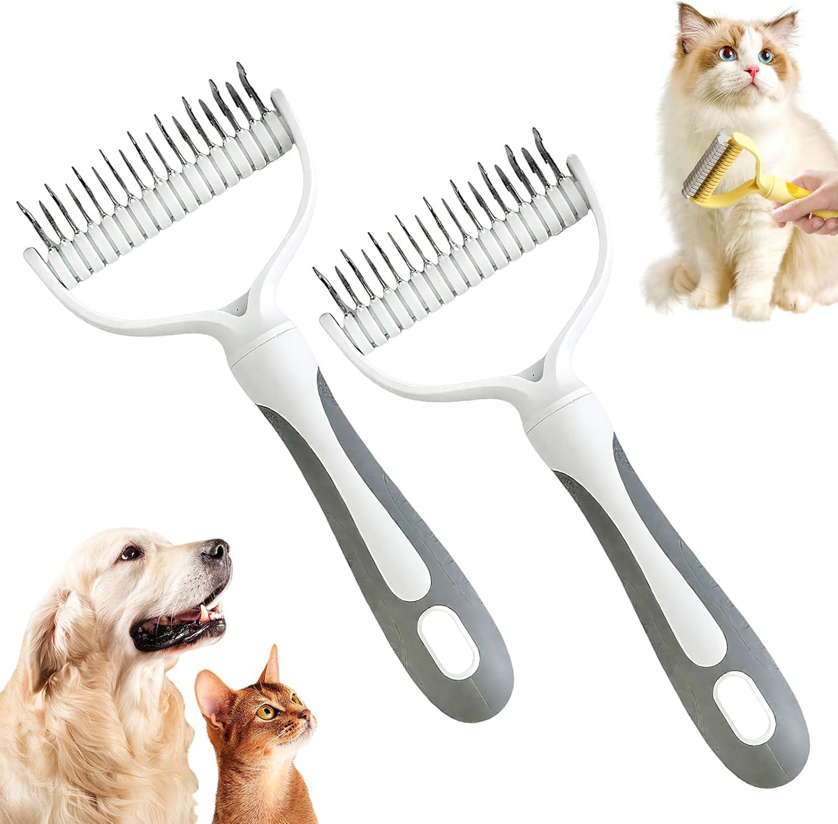 Double-Sided Pet Grooming Brush, 2026 New Undercoat Rake for Long Haired Pets, Multi-Functional Dematting Comb for Home Grooming, Pet Hair Removal Brush for Pet Owners (Blue, 1pcs) - Image 13