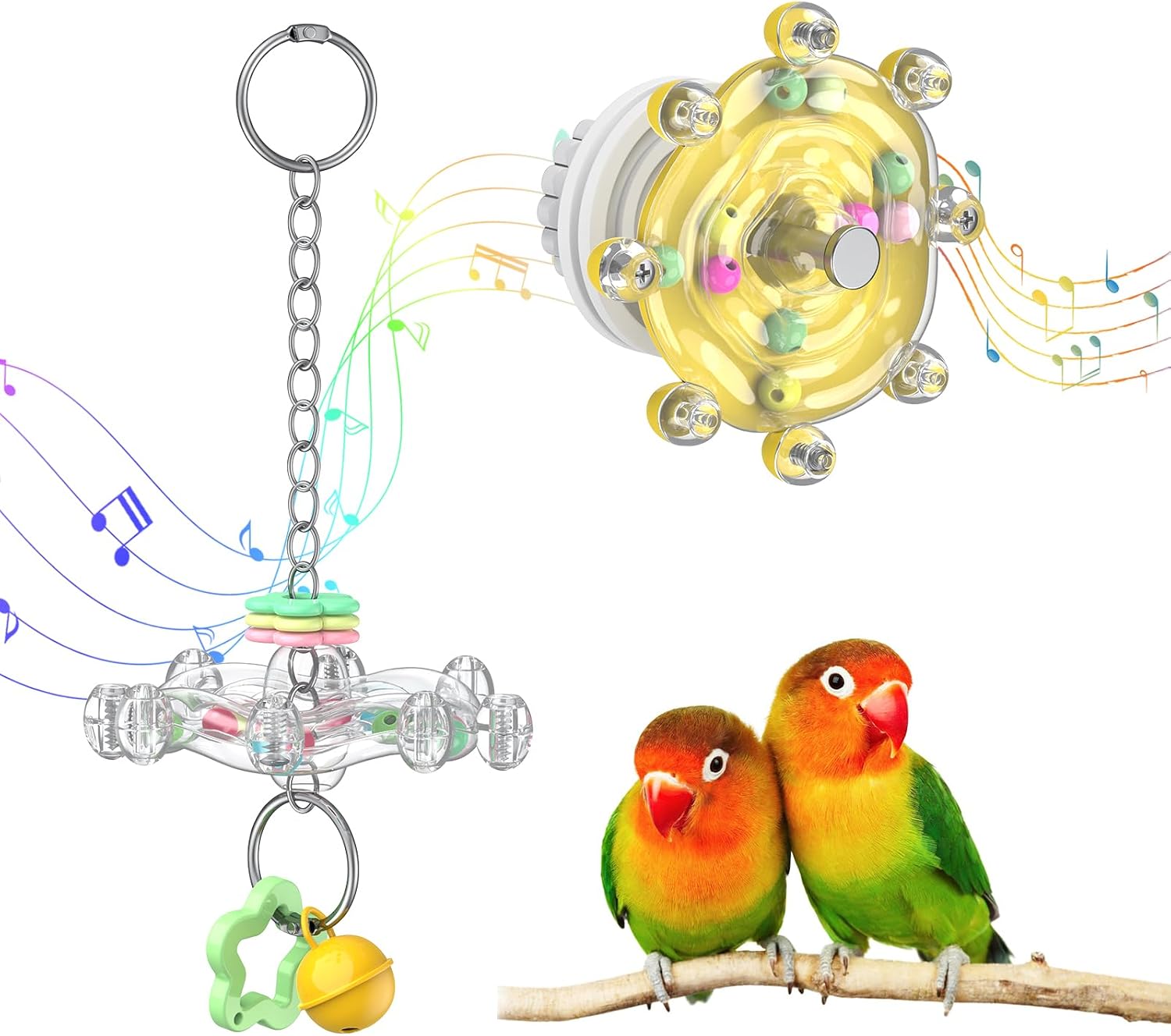 Pawfly 2 Pcs Bird Toys for Parakeets, Colorful Spinning Wheel Chew Toys, Interactive Spinner Rattle Parrot Toys, Cockatiel Toys, Parakeet Toys, Bird Cage Accessories for Entertainment Chewing Exercise - Image 10