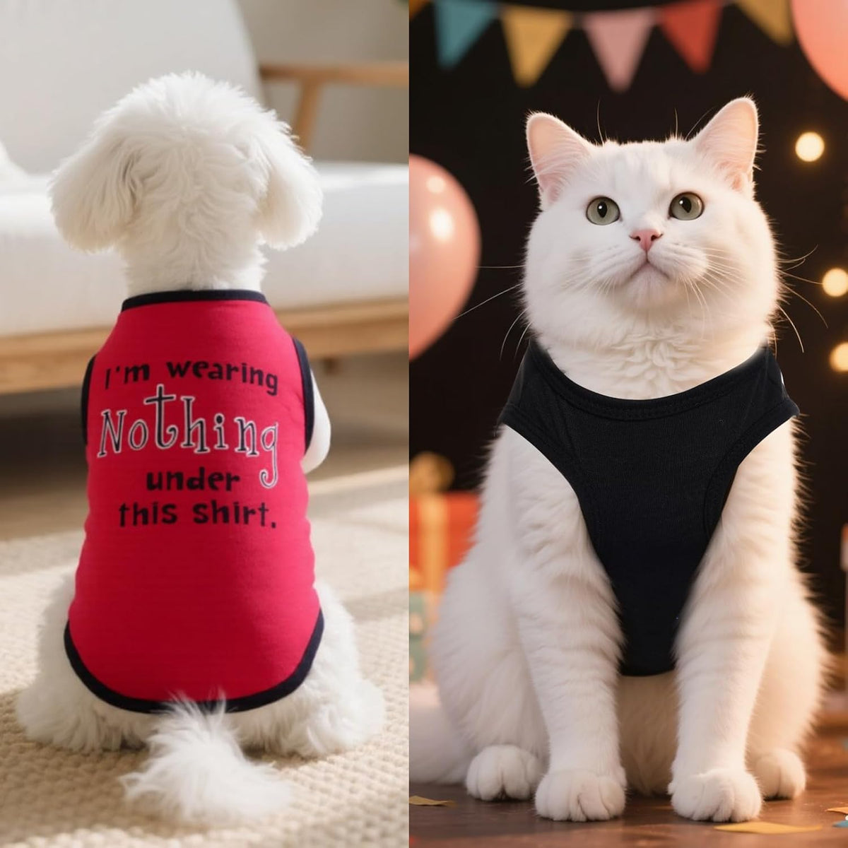 Lightweight cotton blend summer dog shirts with hilarious text graphics