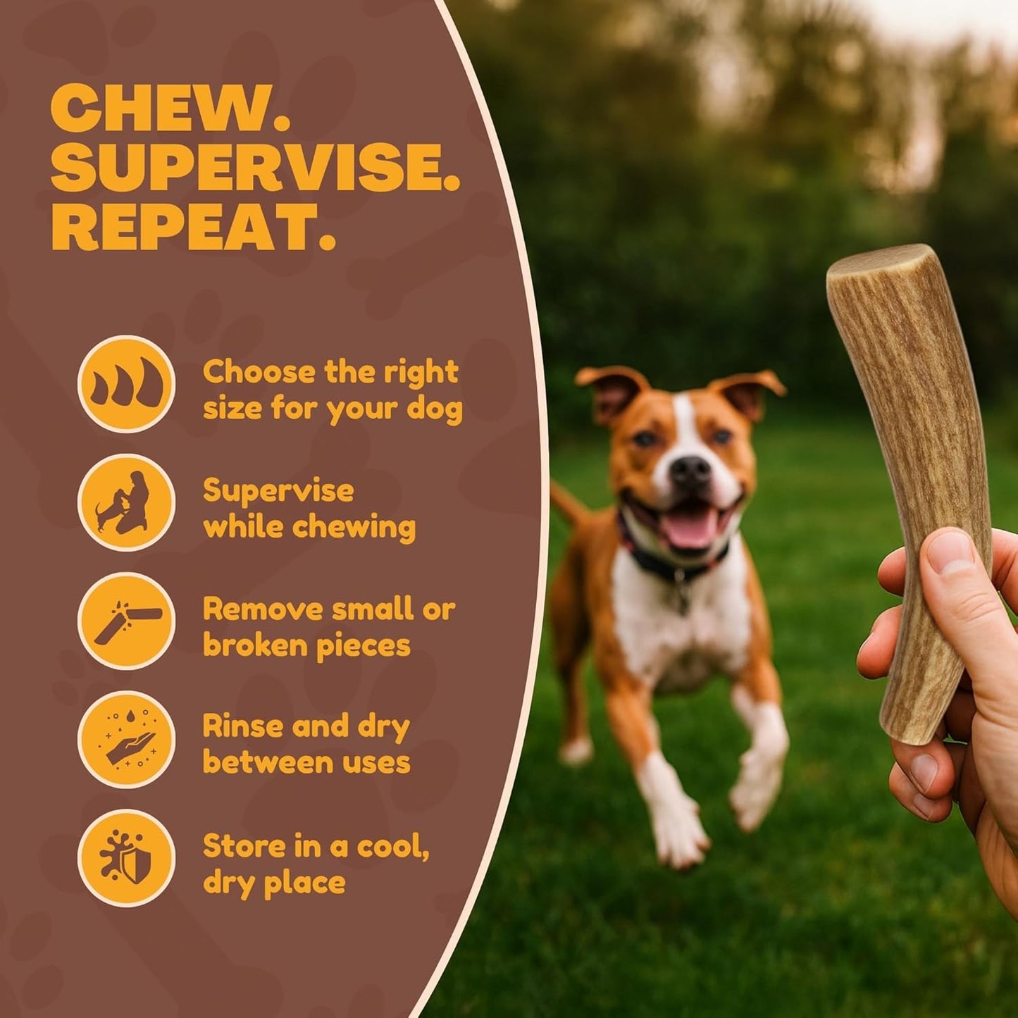 WhiteTail Naturals non toxic mess free indoor dog chew bones