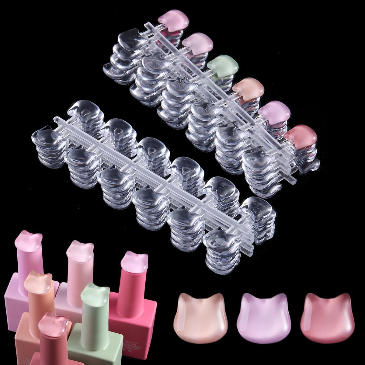 Jassins cat shape nail polish swatch dots set