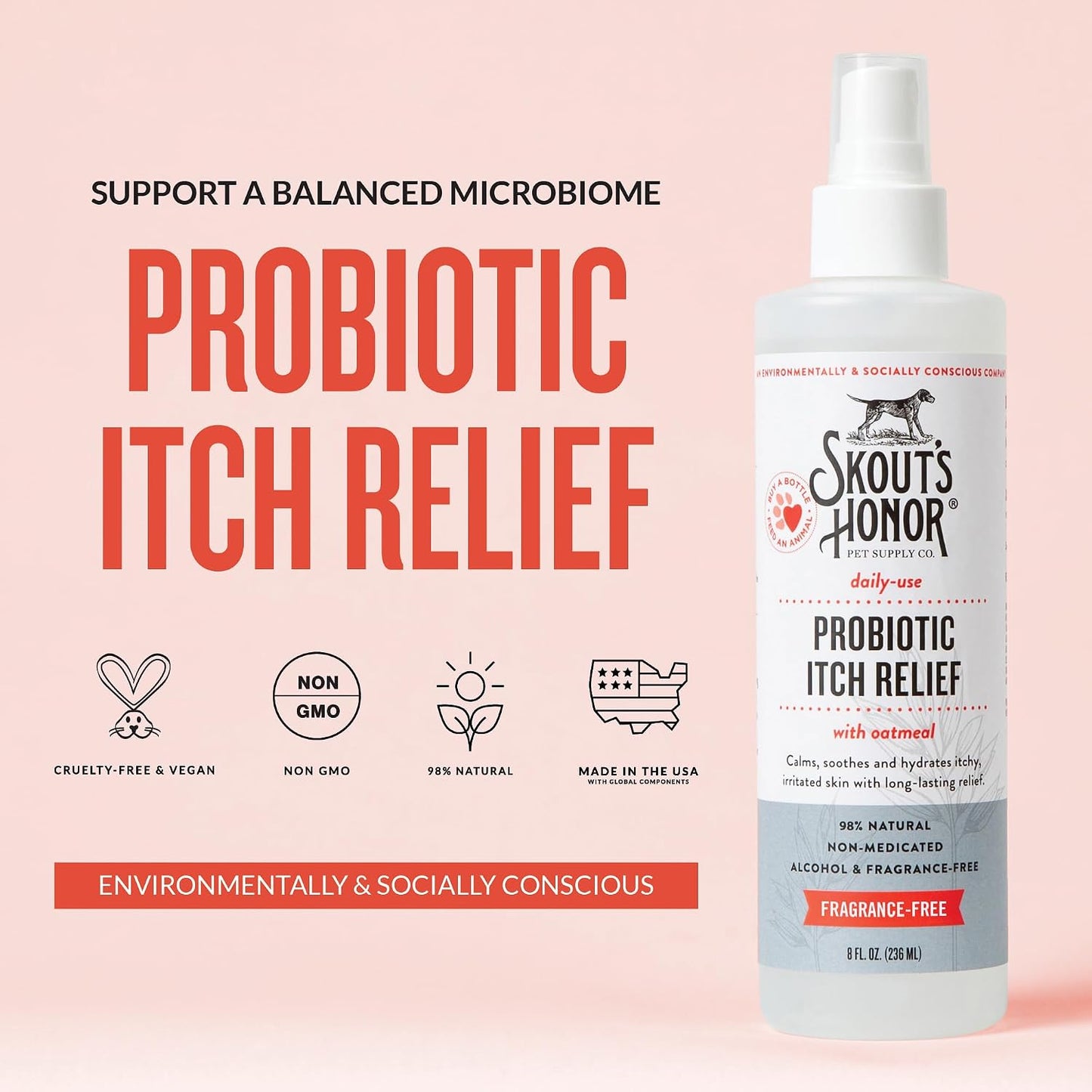 Skout's Honor fragrance free dog and cat soothing spray with aloe and avocado oil