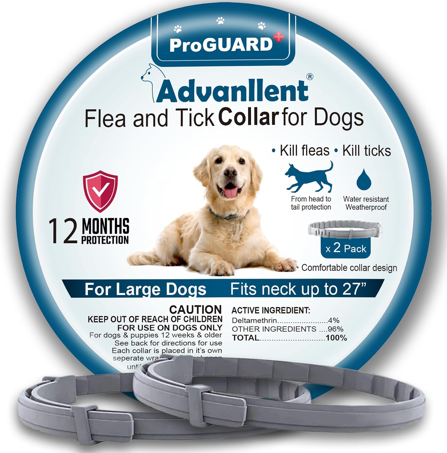 Advanllent flea and tick collar for dogs front view packaging