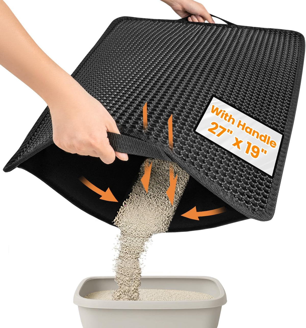Cat Litter Mat Compact Size 23.6"x14.6" for Small Spaces, Upgrade Waterproof Leakproof Back Layer, Honeycomb Trapping Mat, Washable, Easy to Clean, Scatter Control Kitty Litter Matt, Black - Image 13