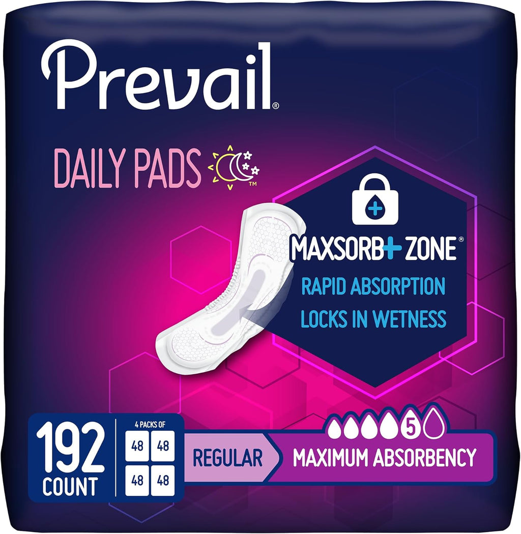 Prevail Maximum Absorbency Bladder Control Pads front packaging for women