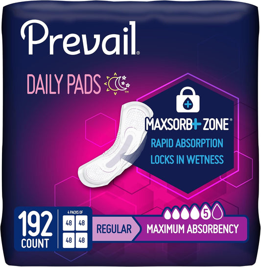 Prevail Maximum Absorbency Bladder Control Pads front packaging for women