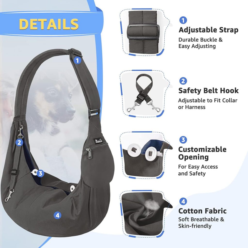 SlowTon pet sling thick padded shoulder strap detail