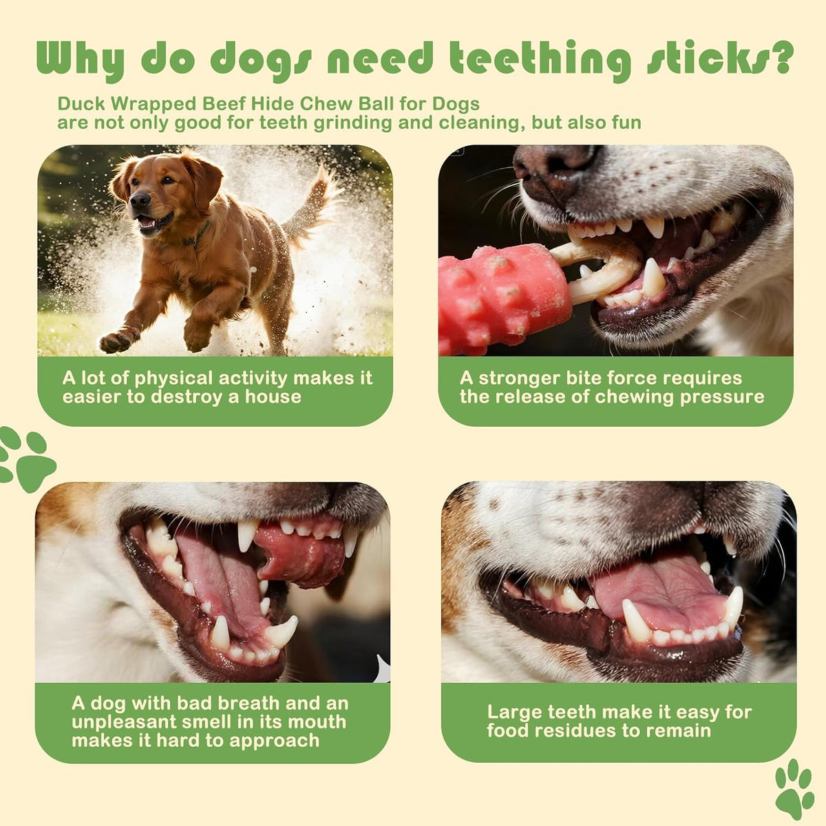 Olsdeeool chicken flavored dog treats showing the spherical shape dimensions for large breeds.