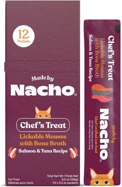Made by Nacho Digestive Mousse Sachets, Lickable Cat Treats, 12 Count with Bone Broth, 0.5 oz, No Grains, Corn, Wheat or Soy - Image 9