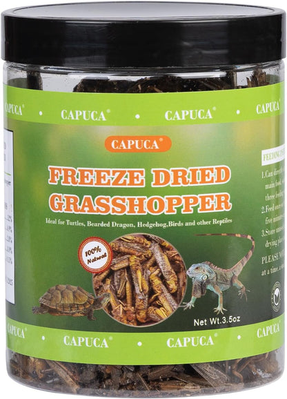 Authentic USA imported Capuca freeze dried jumbo shrimp pet food jar back label details