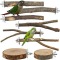 8-Piece Set Natural Wood Bird Perches - Wooden Parrot Stand with Fork Toys, Hanging Multi-Branch Platform, Hammock Swing - Suitable for Parakeets, Budgies - Durable Pet Bird Accessories - Image 1