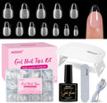 Misssix short almond gel nail tips kit front view showing box and contents