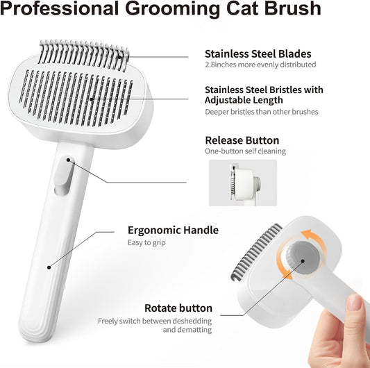 MoeSoce pet grooming kit with slicker brush and flea comb