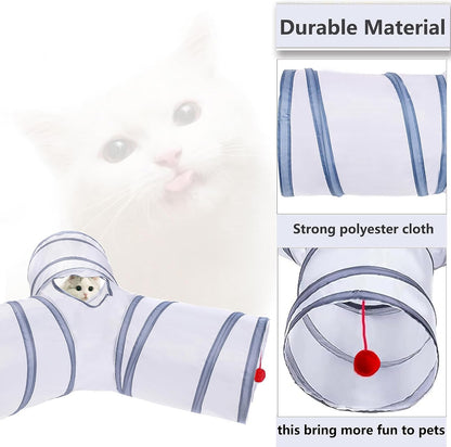 Durable polyester gray and white rabbit tunnel with peepholes