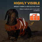 Queenmore ripstop pet life jacket demonstrating the secure hook and loop closure