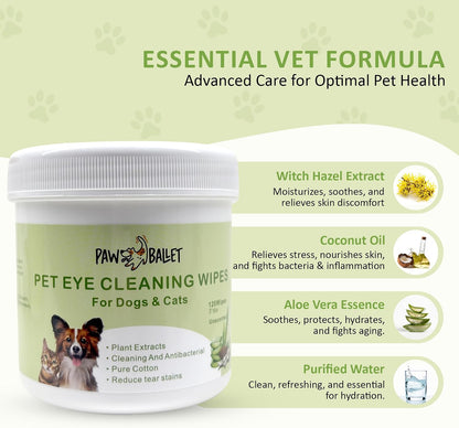 Petvit pet eyelid cleansing wipes container with natural witch hazel and coconut oil ingredients