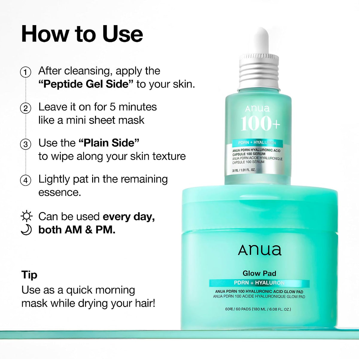 Anua PDRN 100 Hyaluronic Acid Toner Pad, 6.1 fl oz, 60 Count - Image 7