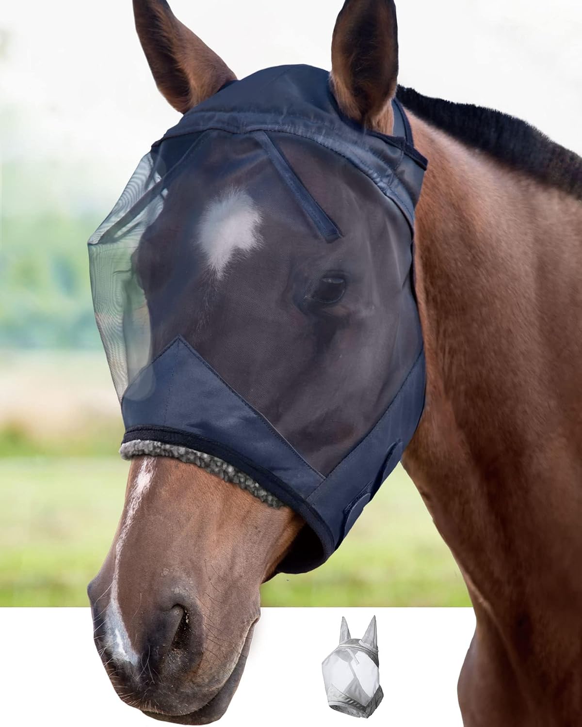 Harrison Howard CareMaster Horse Fly Mask Large Eye Space Standard Black Small Pony - Image 9