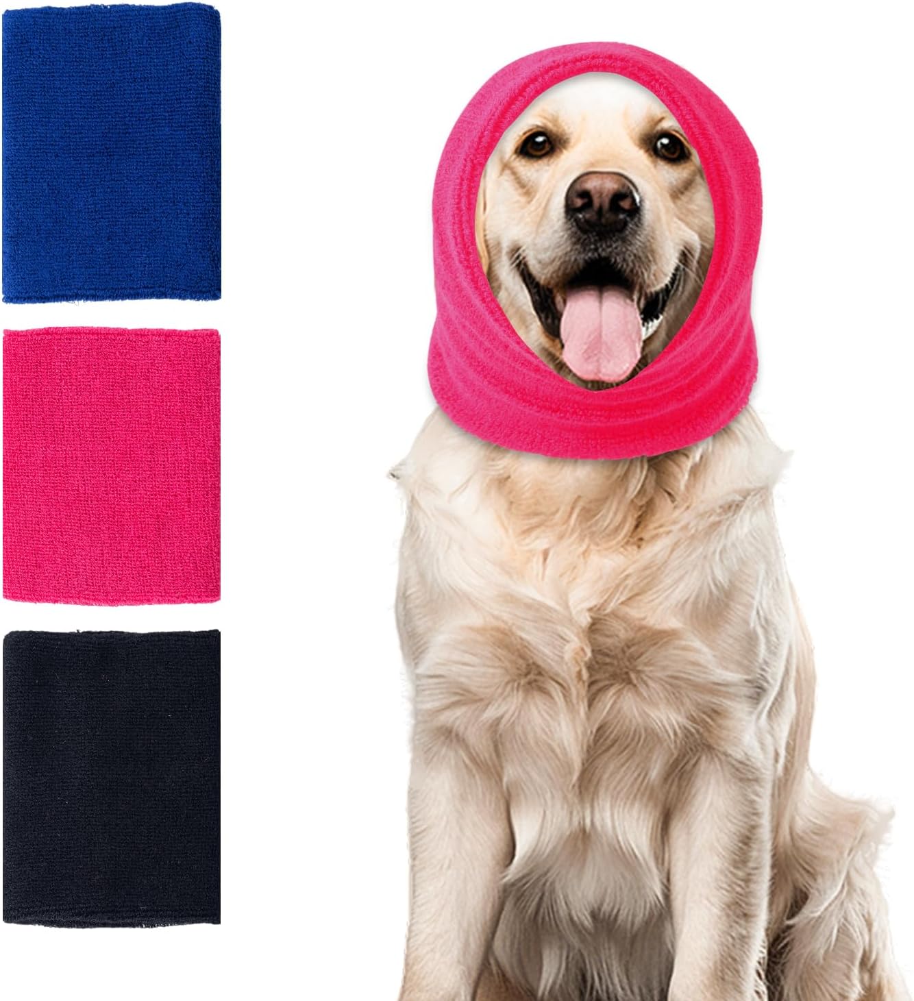 Dog Ear Muffs Noise Protection, Dog Calming Hoodie Cat Anxiety Relief Ear Wrap, Double Layer Thickened Soft Elastic Neck Head Cover Noise Cancelling for Grooming,Force Drying,Fireworks (Blue, Small) - Image 11