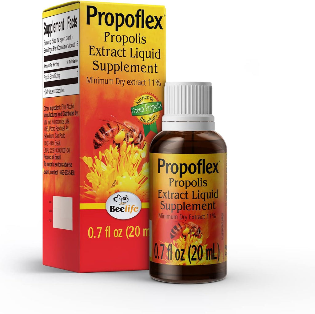 Beelife Brazilian green propolis extract front view bottle and packaging