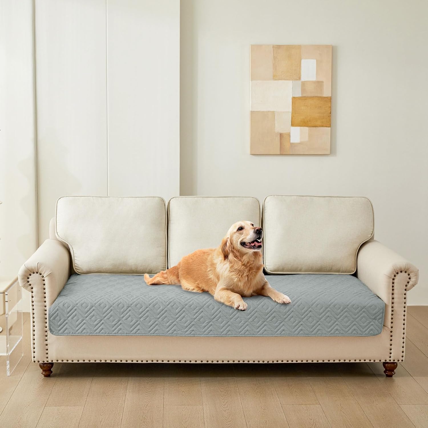 Hyha durable pet couch cover being prepared for machine washing