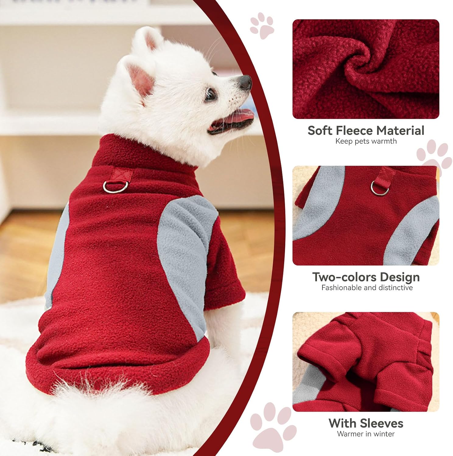 Cozy winter dog clothes for small breeds boy or girl puppies indoor view