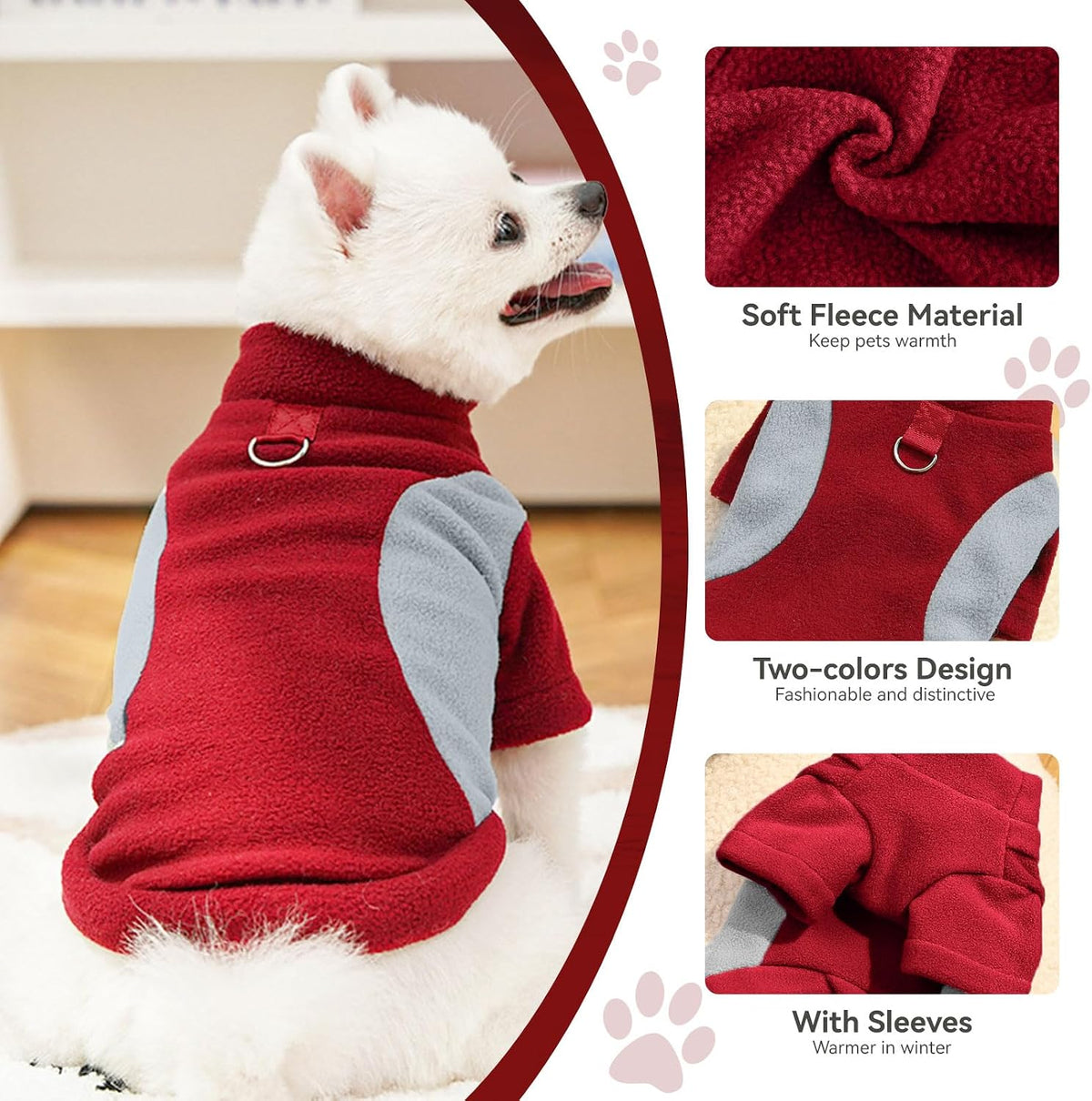 Cozy winter dog clothes for small breeds boy or girl puppies indoor view