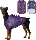 Back view of the purple dog sun shirt featuring colorful horn details.