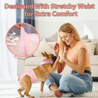 Ambreview absorbent female puppy diaper highlighting the built-in tail hole mechanism