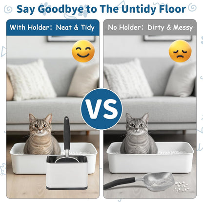 Detachable metal cat scooper caddy showing base design