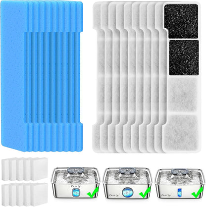 Kastty 15L Dog Water Fountain Filter Replacement, Pet Fountain Filters Replacement Made of Activated Carbon and PP Cotton, 8 Pack Dog Water Bowl Filters 8 Pack Pre-Filter Sponge with 8 Pump Sponge L05 - Image 9