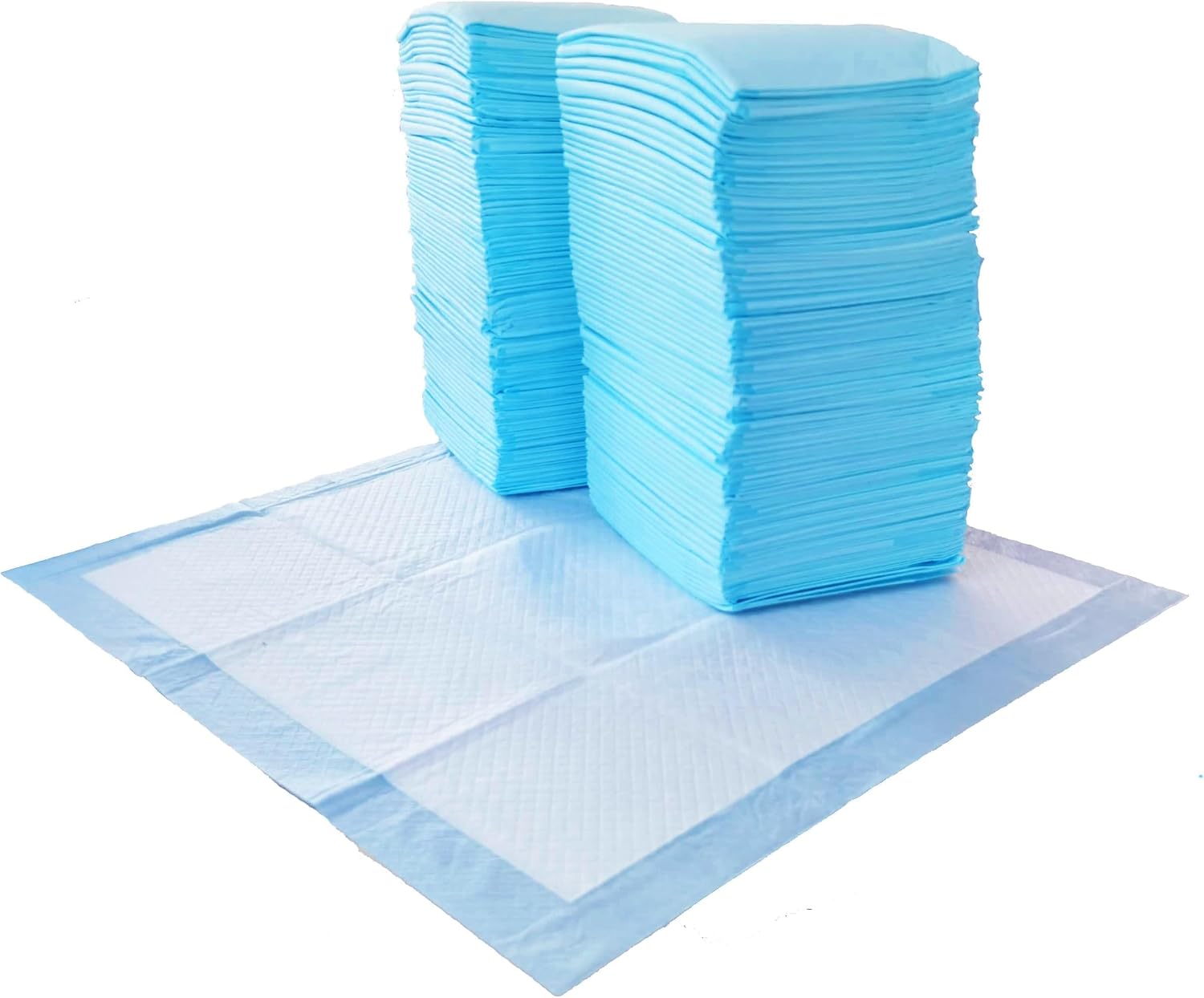 Amazon Basics leak-proof pet training pads on hardwood floor