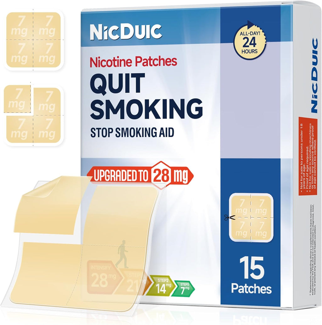 NicDuic Nicotine Patches 28mg front packaging view for smoking cessation.