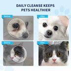 Gentle cleaning wipes removing crust and discharge from a cat eye area.