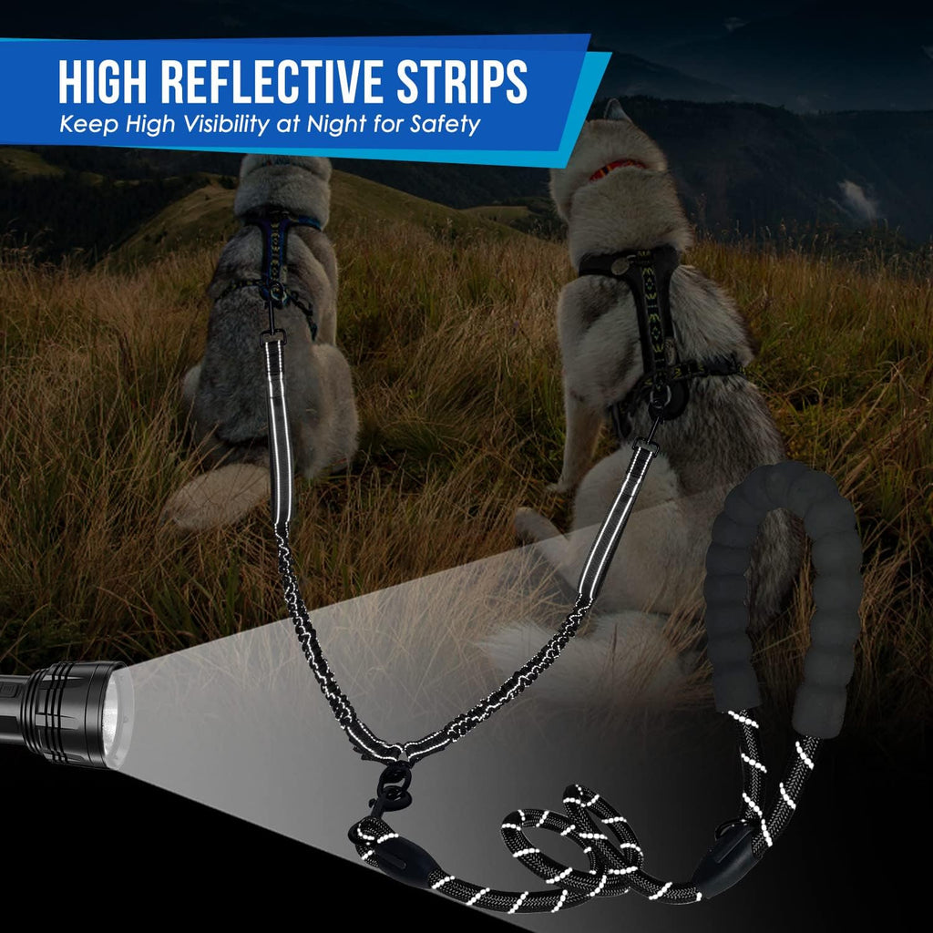 Side angle of the foam padded comfort handle on the SlowTon heavy duty double leash.