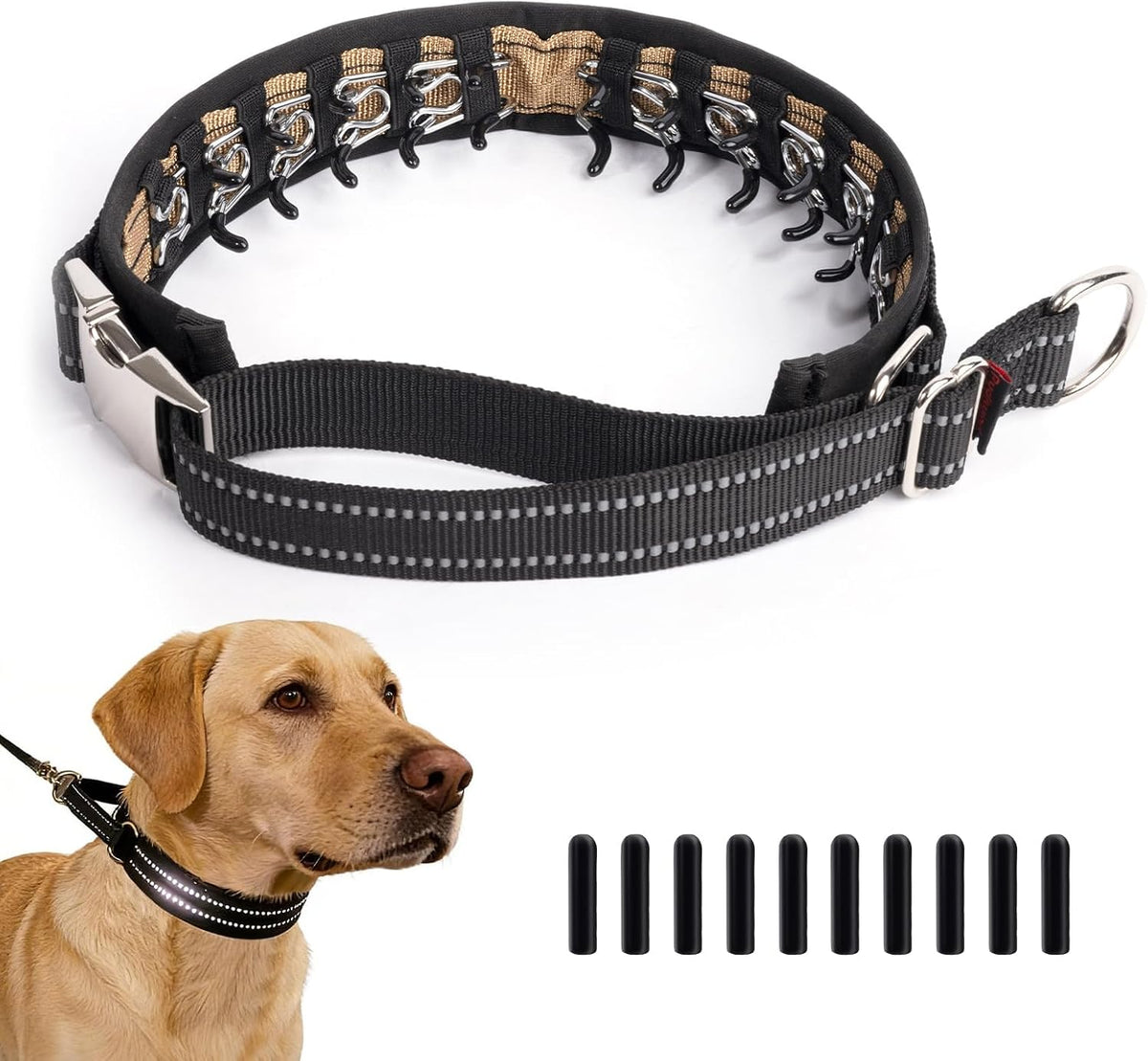 Hidden Prong Collar, Heavy Duty Martingale Design with Quick Release Metal Buckle, 2.25mm Pinch Collar for Dog Behavior Training & Daily Walking, Adjustable 12in-16in for Medium Dogs - Image 9