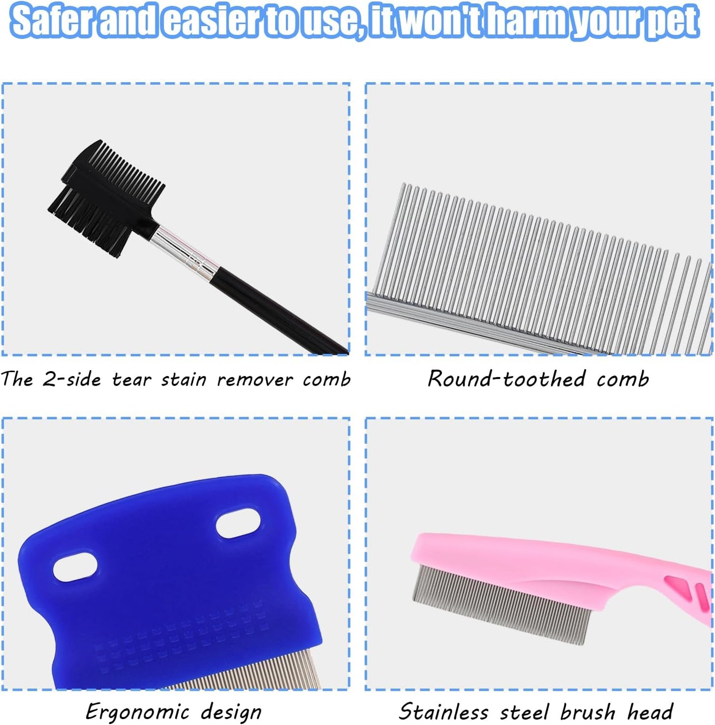 Double sided pet tear stain remover brush for cleaning delicate eye areas of kittens and puppies