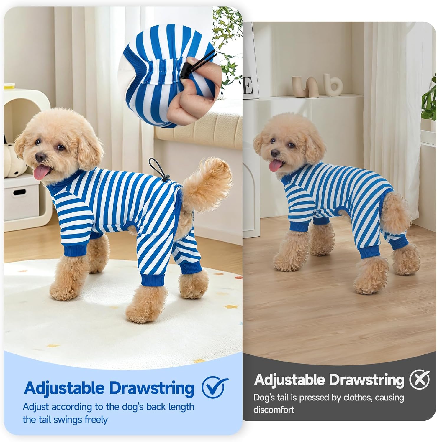 XPUDAC premium small dog clothes being adjusted for a custom fit length.