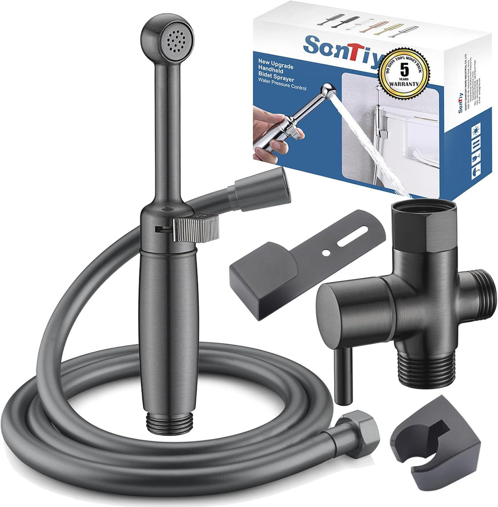 Sontiy Handheld Bidet Sprayer black stainless steel front view