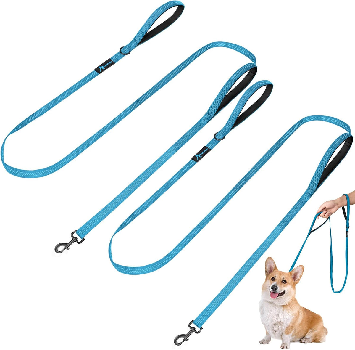 Dog Leash for Small to Medium Dogs 6 ft x 0.6" with 3 Reflective Stitching and 2 Traffic Padded Handles Dog Lead/Rope, Pet Leash for Running Walking Training (Pink 1 Pack - 6 ft x 0.6 in) - Image 11