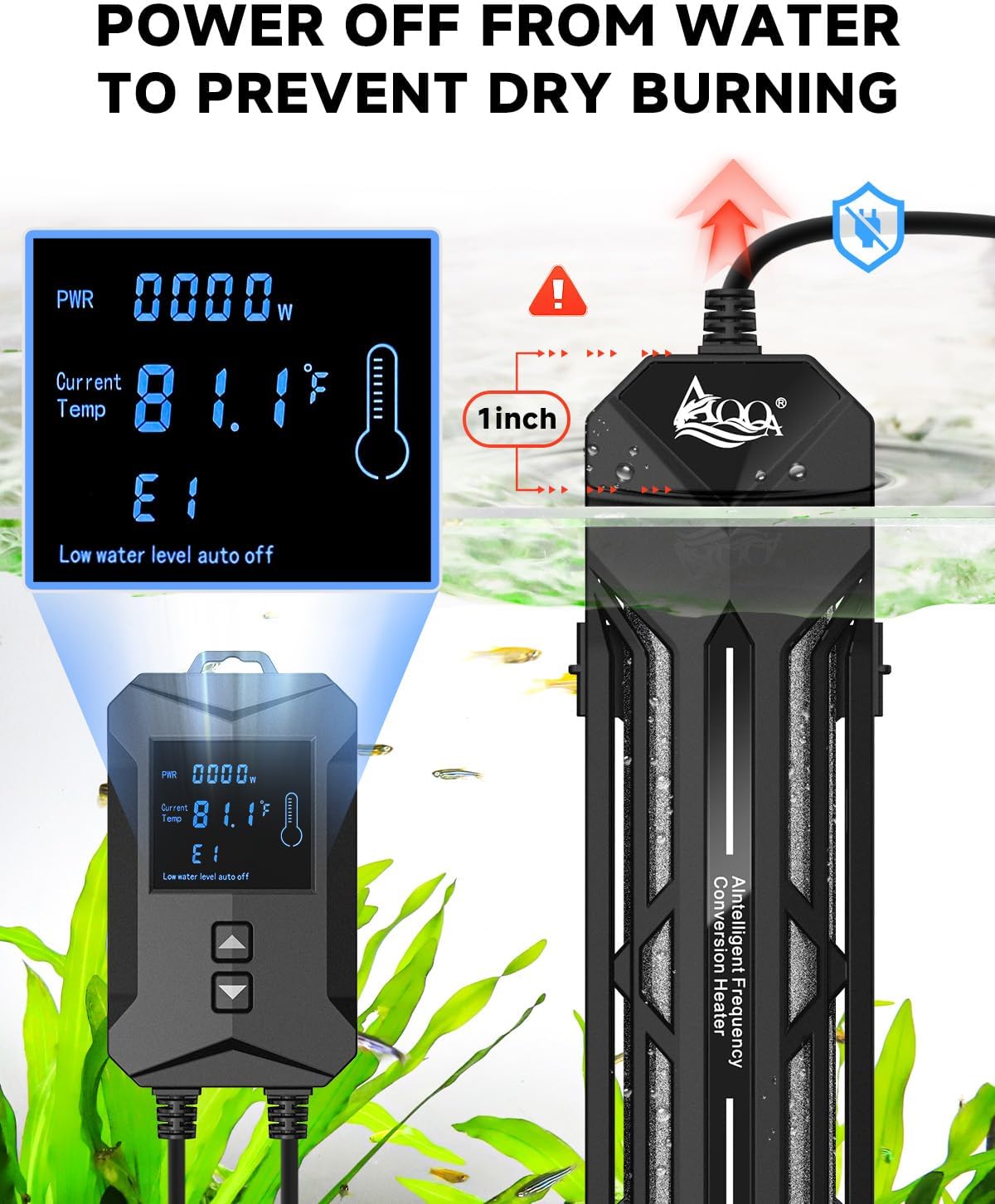 Submersible double quartz glass tube of AQQA fish tank heater