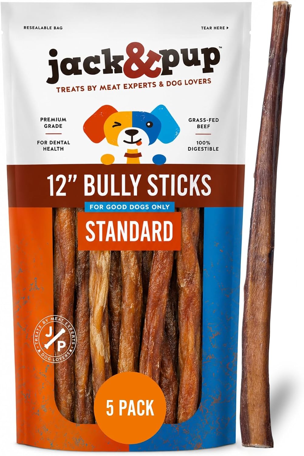 Jack&Pup 6 Inch Standard Bully Sticks for Dogs (25 Pack) Odor Free Bully Sticks for Large Dogs, All Natural Beef Pizzle Sticks - Image 13